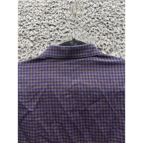 Dondup Cotton Plaid Button Up Long Sleeve Shirt Purple Mens Size L‎